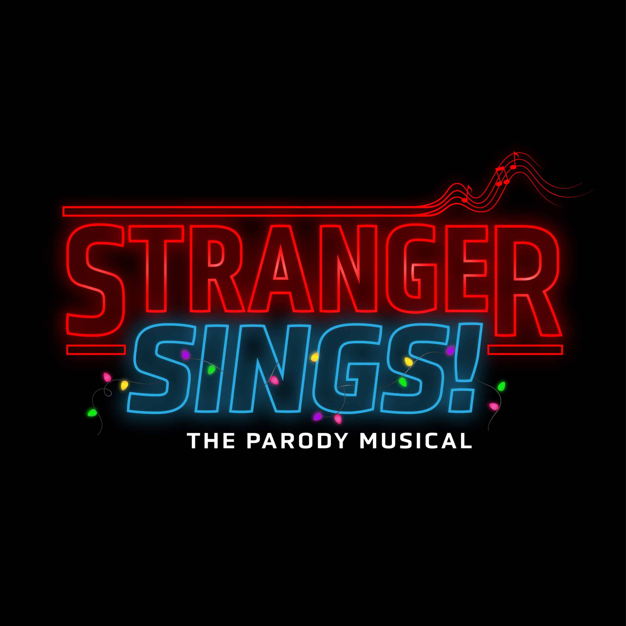 letting spelling stranger sings with christmas lights wrapped around