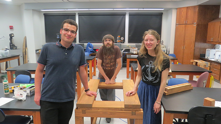 The build team, Yosef Mirsky (now at SJSU), Ashley McDaniel, (now at UC Riverside) and Will Kossow, here at LPC.