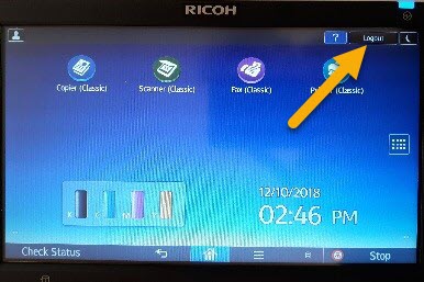 Ricoh Logout Button