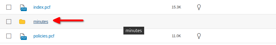 Minutes folder in web view.